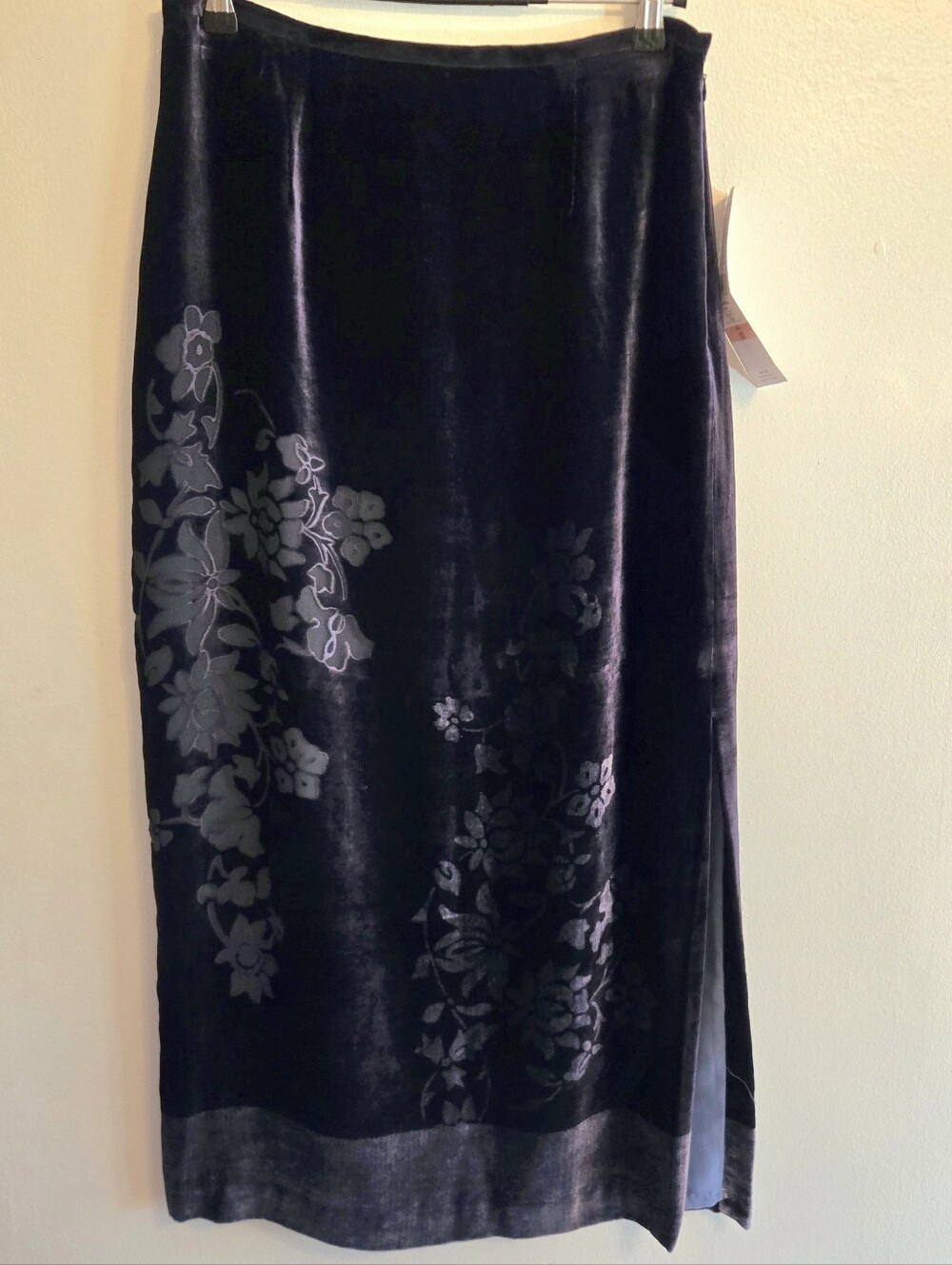 Josephine Chaus Vintage Silk Blend Blue Velvet Maxi Skirt Size 10 Deadstock